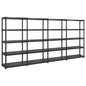 vidaXL Étagère de rangement à 5 niveaux Noir 366x45,7x185 cm Plastique