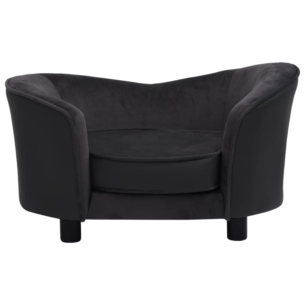 vidaXL Canapé pour chien Noir 69x49x40 cm Peluche et similicuir