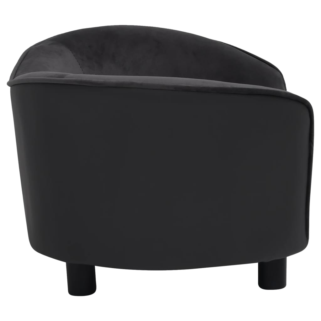 vidaXL Canapé pour chien Noir 69x49x40 cm Peluche et similicuir