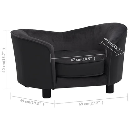 vidaXL Canapé pour chien Noir 69x49x40 cm Peluche et similicuir
