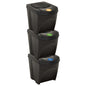 vidaXL Poubelles empilables 3 pcs Anthracite 75 L