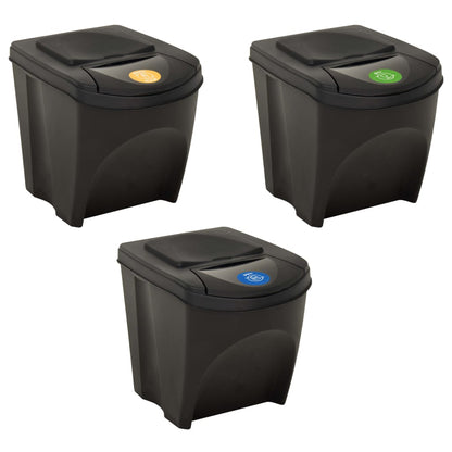 vidaXL Poubelles empilables 3 pcs Anthracite 75 L
