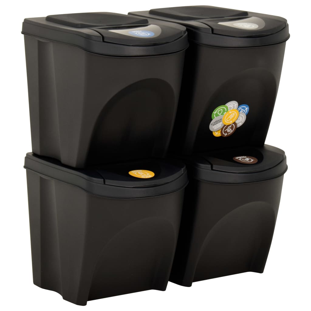 vidaXL Poubelles empilables 4 pcs Anthracite 100 L