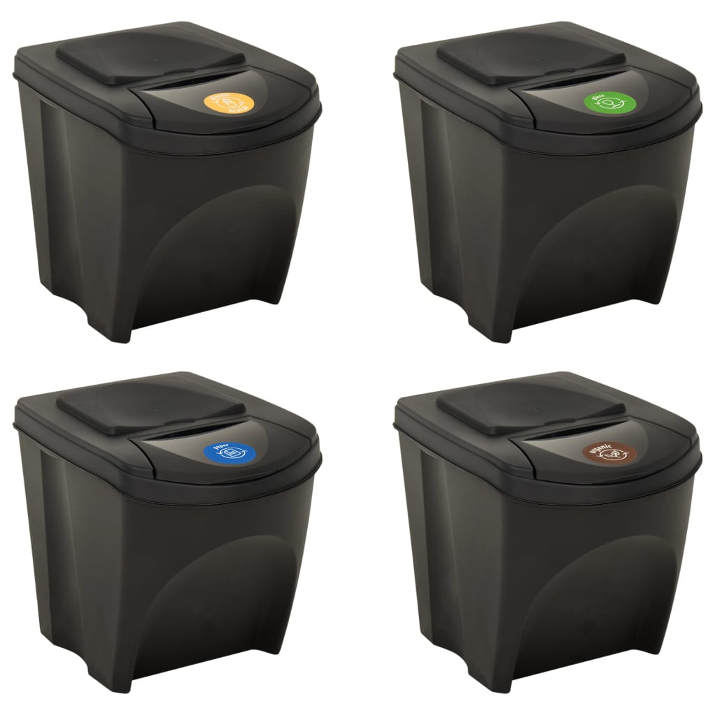 vidaXL Poubelles empilables 4 pcs Anthracite 100 L