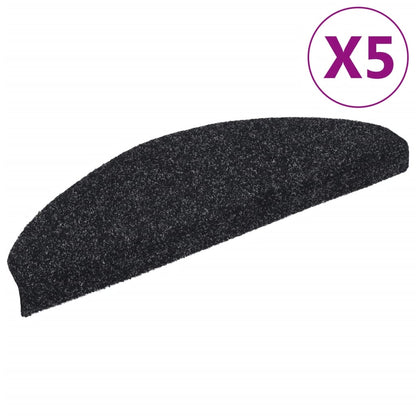 vidaXL Tapis autoadhésifs de marches 5 pcs Noir 65x21x4 cm Aiguilleté