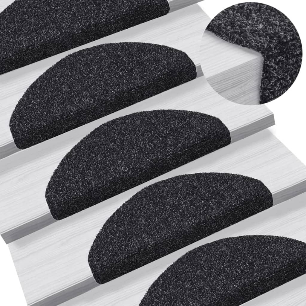 vidaXL Tapis autoadhésifs de marches 5 pcs Noir 65x21x4 cm Aiguilleté
