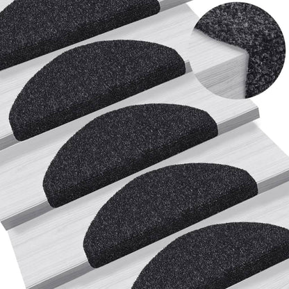 vidaXL Tapis autoadhésifs de marches 5 pcs Noir 65x21x4 cm Aiguilleté