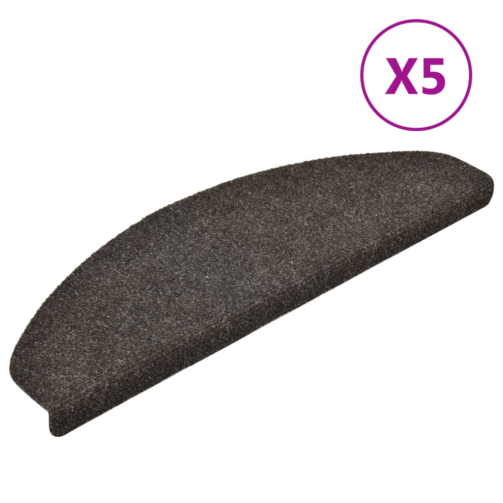 vidaXL Tapis d'escalier autocollants 5 pcs anthracite 65x21x4 cm