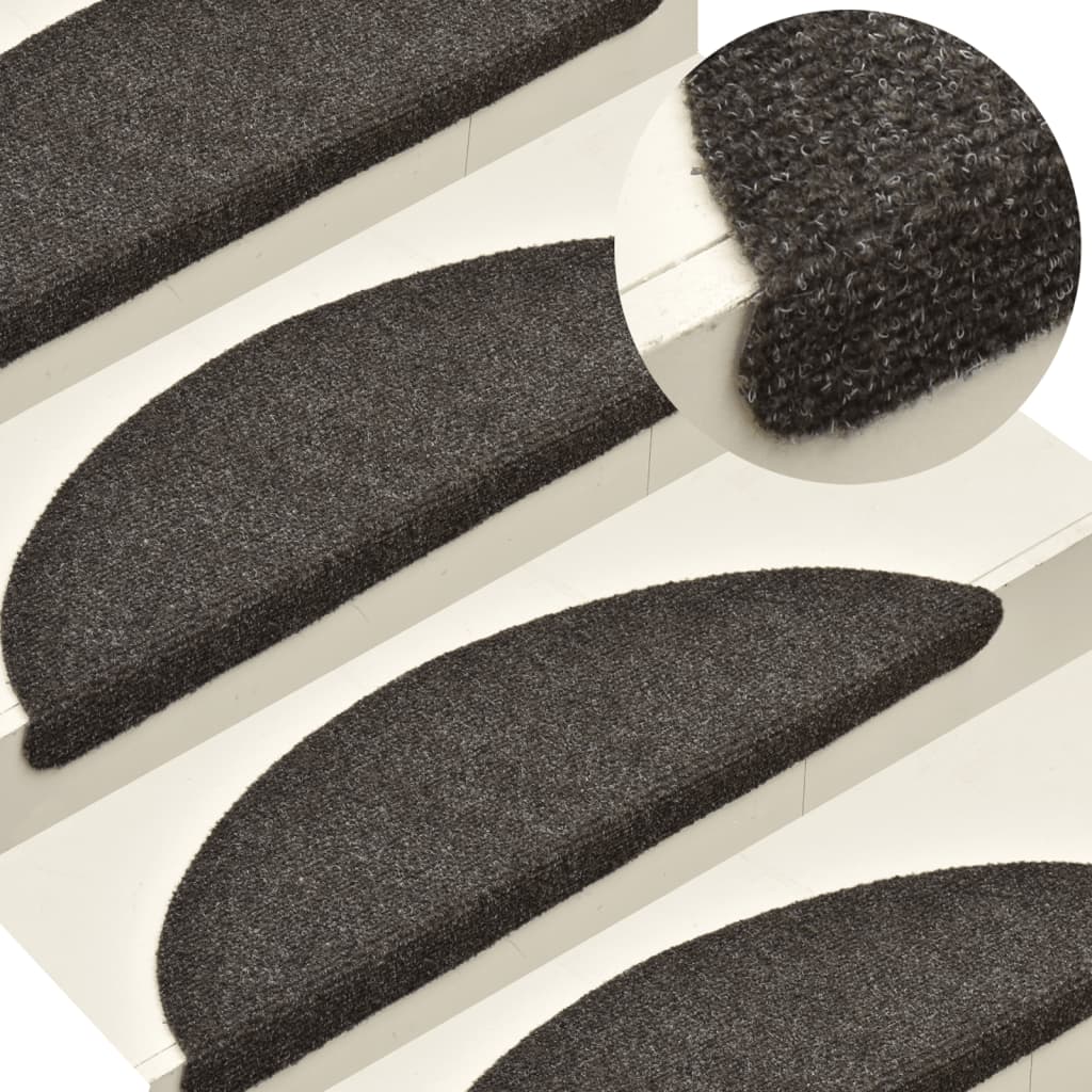 vidaXL Tapis d'escalier autocollants 5 pcs anthracite 65x21x4 cm