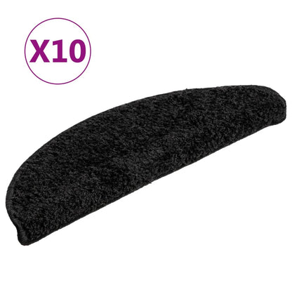 vidaXL Tapis d'escalier 10 pcs 56x17x3 cm Noir