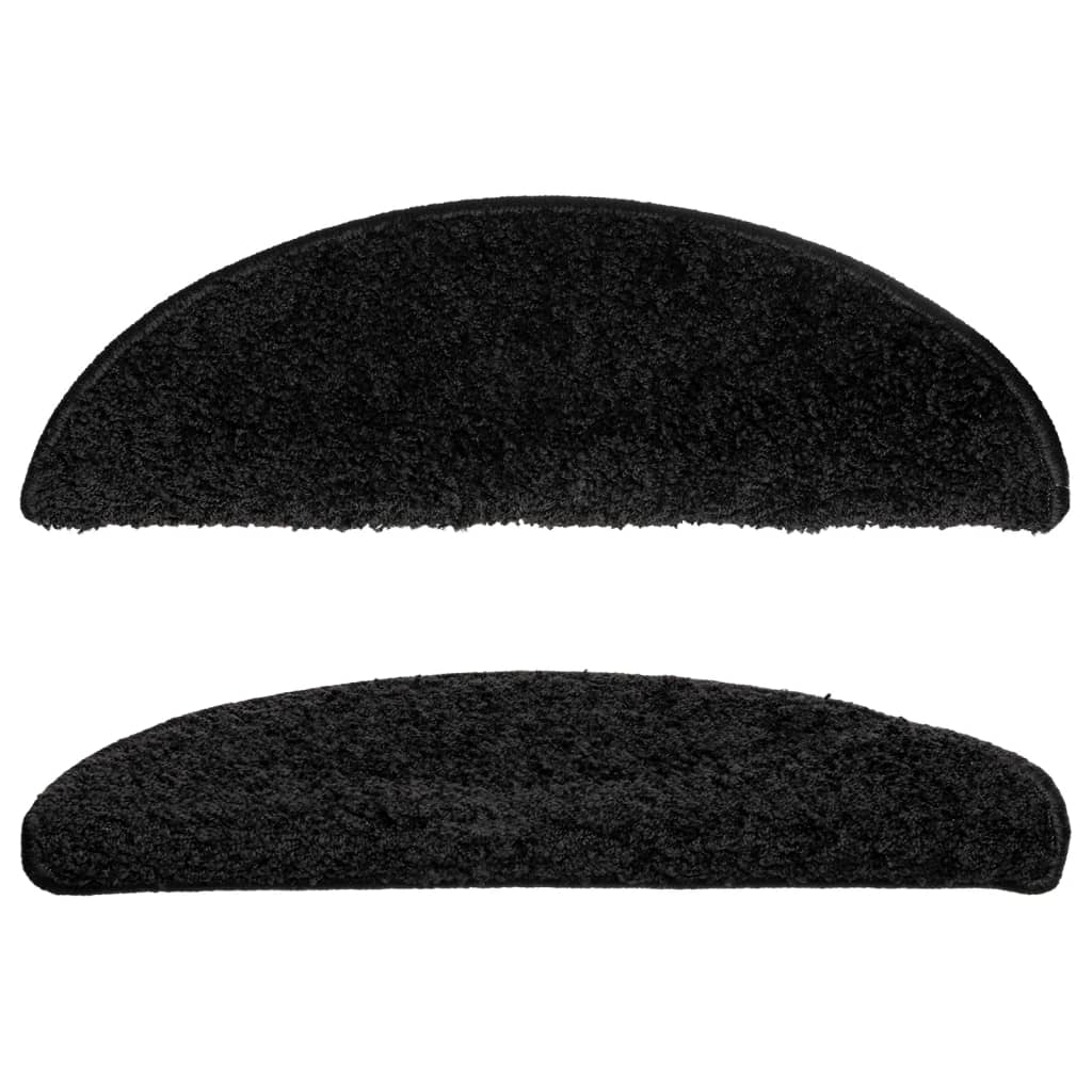 vidaXL Tapis d'escalier 10 pcs 56x17x3 cm Noir