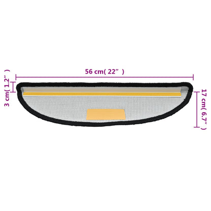 vidaXL Tapis d'escalier 10 pcs 56x17x3 cm Noir