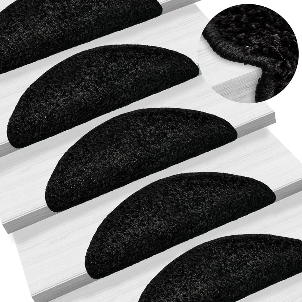 vidaXL Tapis d'escalier 10 pcs 56x17x3 cm Noir