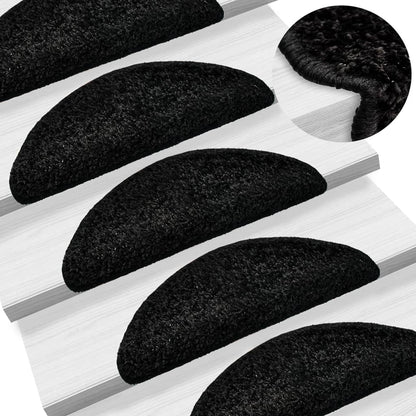 vidaXL Tapis d'escalier 10 pcs 56x17x3 cm Noir