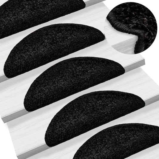 vidaXL Tapis d'escalier 10 pcs 56x17x3 cm Noir