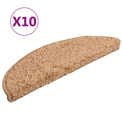 vidaXL Tapis d'escalier 10 pcs 56x17x3 cm Beige