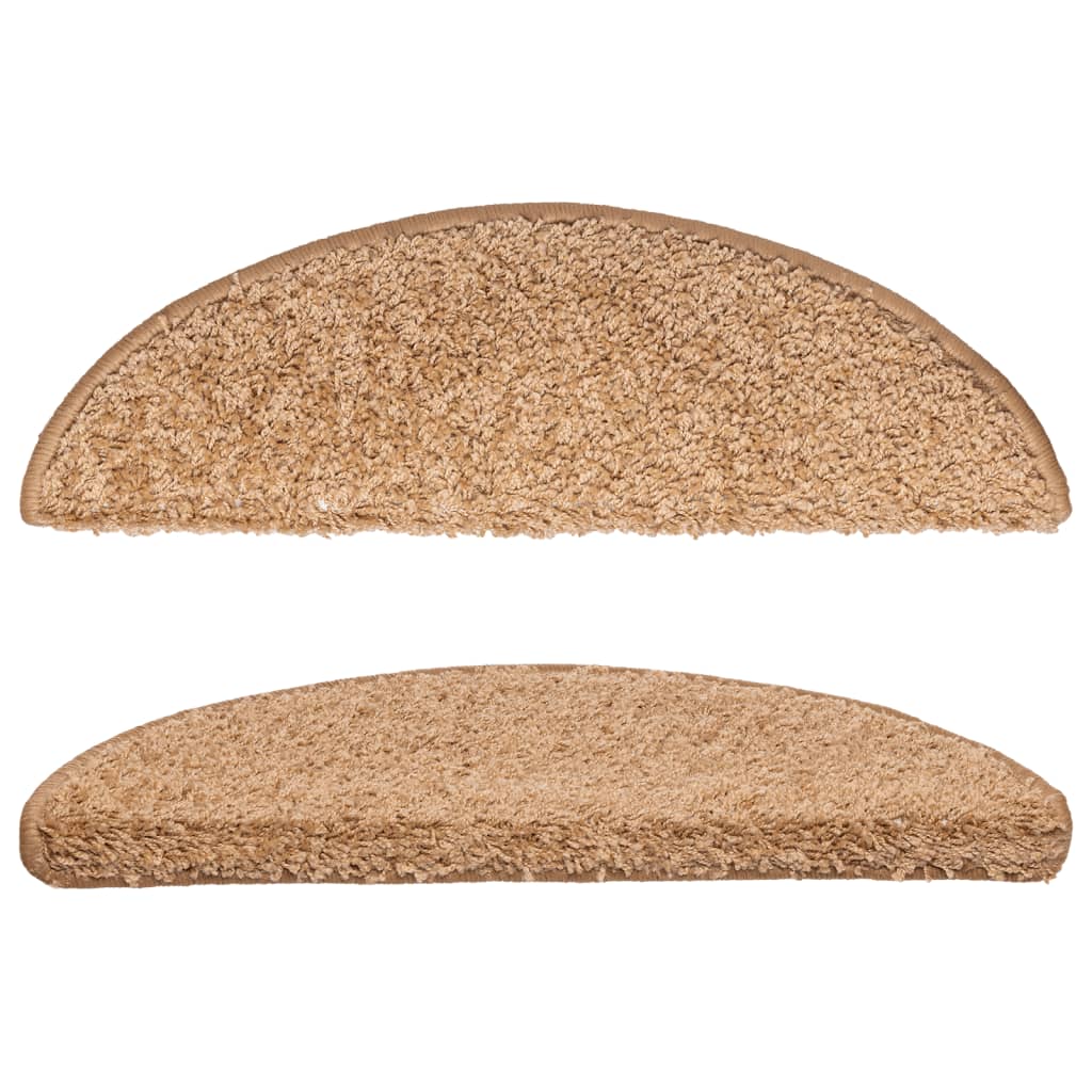 vidaXL Tapis d'escalier 10 pcs 56x17x3 cm Beige