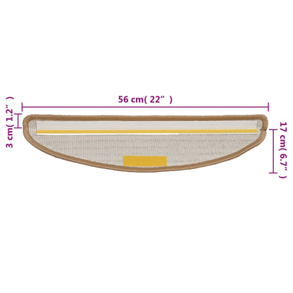 vidaXL Tapis d'escalier 10 pcs 56x17x3 cm Beige