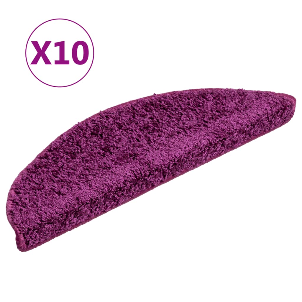 vidaXL Tapis d'escalier 10 pcs 56x17x3 cm Violet