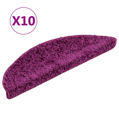 vidaXL Tapis d'escalier 10 pcs 56x17x3 cm Violet