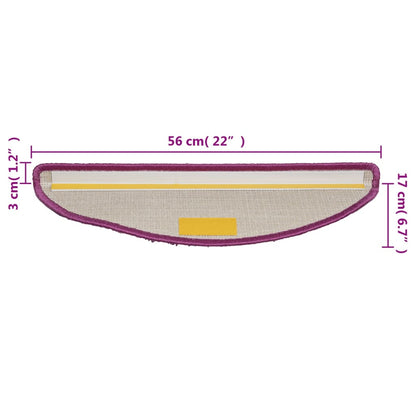 vidaXL Tapis d'escalier 10 pcs 56x17x3 cm Violet