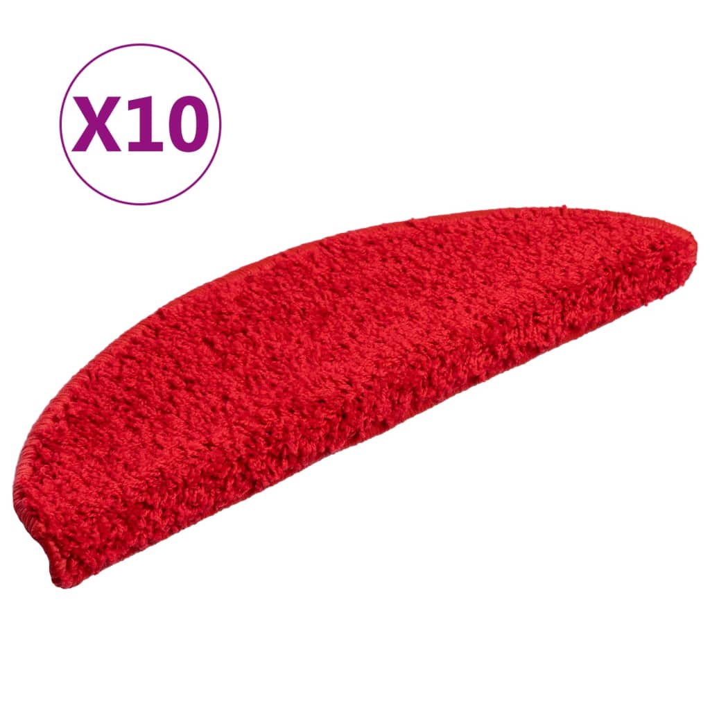 vidaXL Tapis d'escalier 10 pcs 56x17x3 cm Rouge