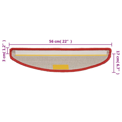 vidaXL Tapis d'escalier 10 pcs 56x17x3 cm Rouge