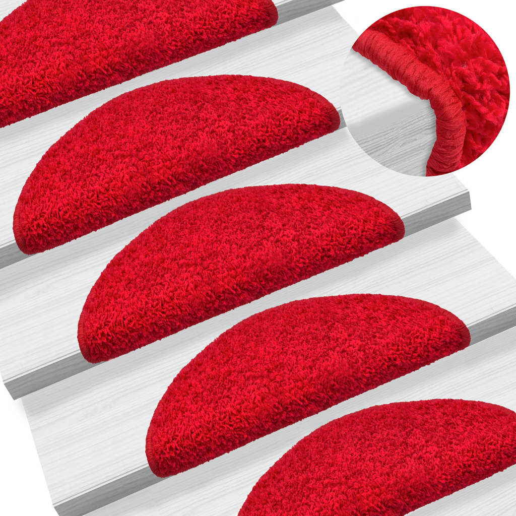 vidaXL Tapis d'escalier 10 pcs 56x17x3 cm Rouge