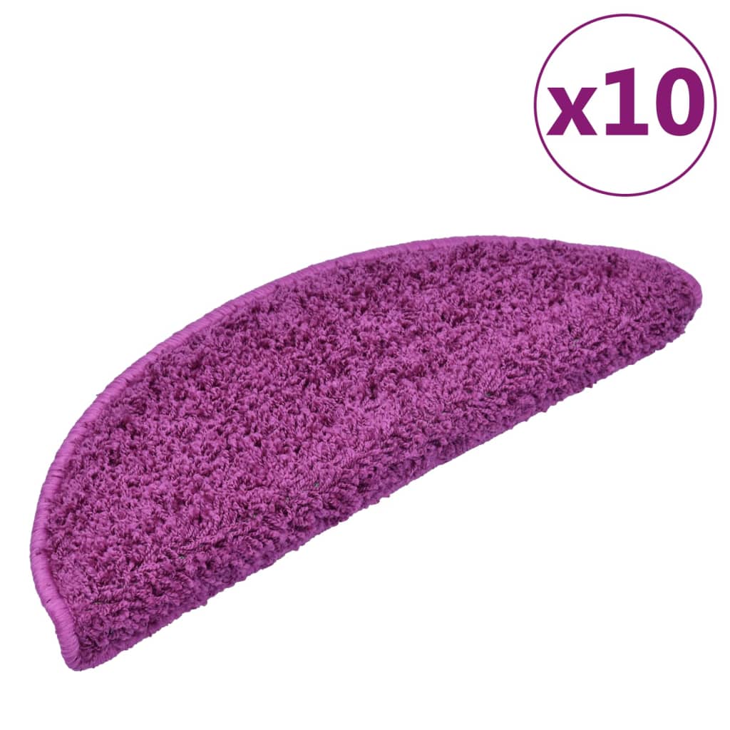 vidaXL Tapis d'escalier 10 pcs 65x21x4 cm Violet
