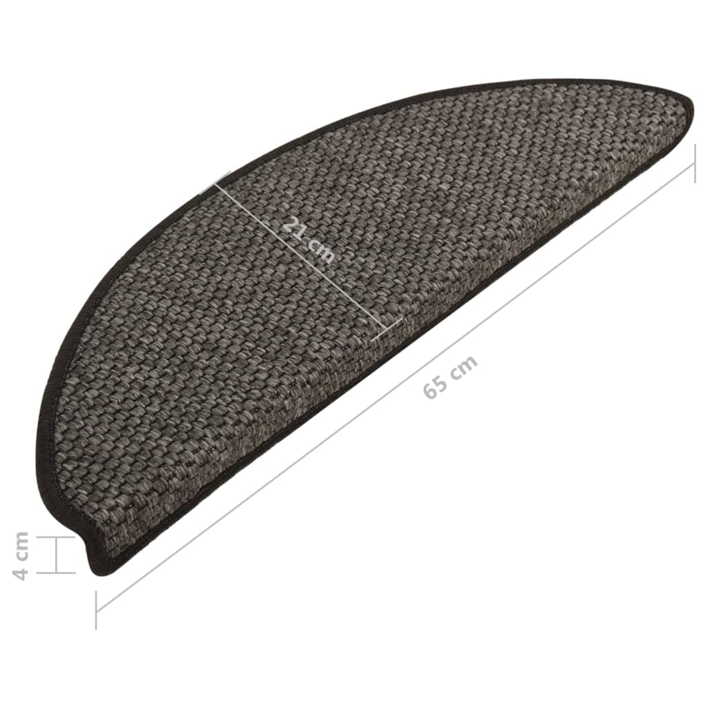 vidaXL Tapis d'escalier autocollants 15 pcs 65x21x4 cm Anthracite