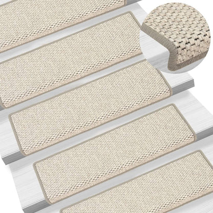 vidaXL Tapis d'escalier autocollants 15 pcs 65x21x4 cm Beige