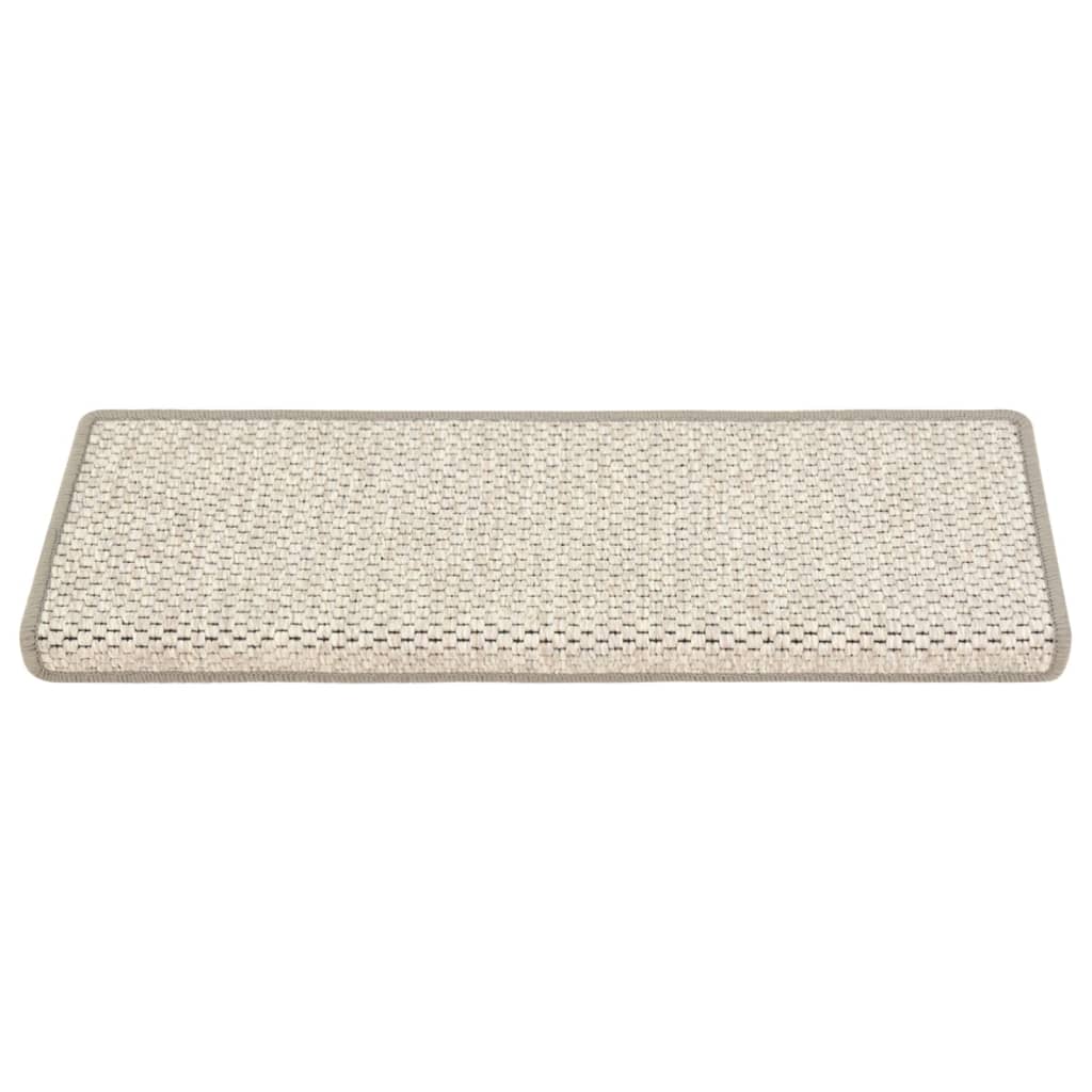vidaXL Tapis d'escalier autocollants 15 pcs 65x21x4 cm Beige