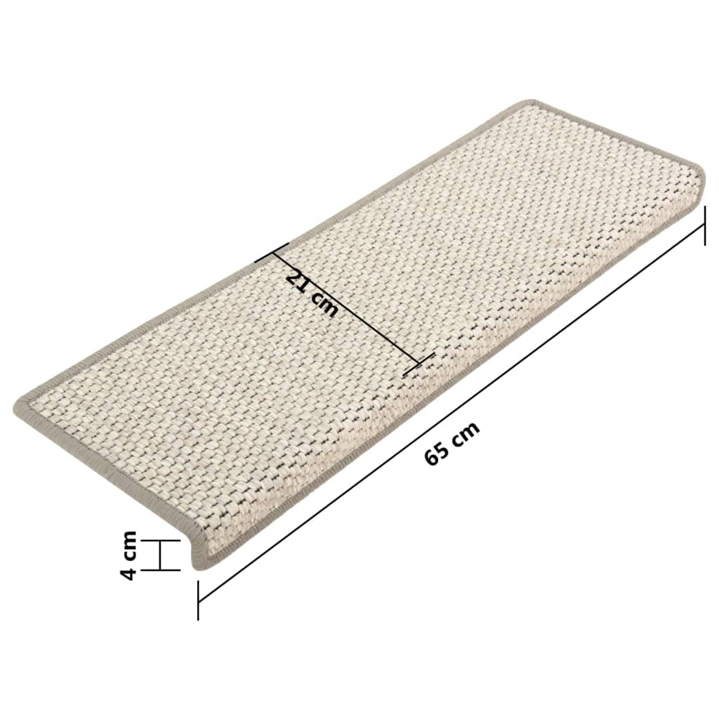 vidaXL Tapis d'escalier autocollants 15 pcs 65x21x4 cm Beige
