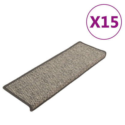 vidaXL Tapis d'escalier autocollants 15 pcs 65x21x4 cm Gris et beige