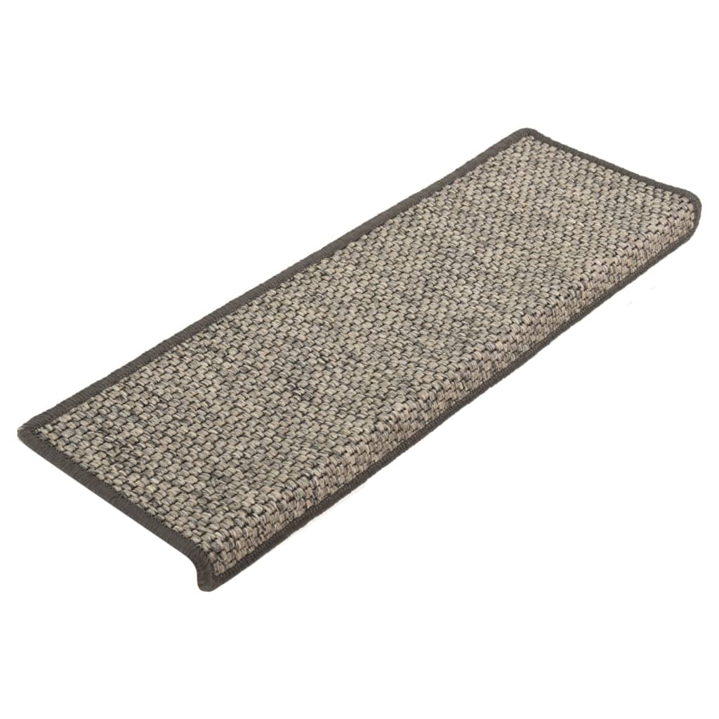 vidaXL Tapis d'escalier autocollants 15 pcs 65x21x4 cm Gris et beige