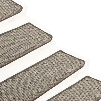 vidaXL Tapis d'escalier autocollants 15 pcs 65x21x4 cm Gris et beige