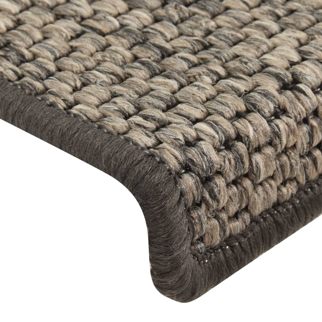 vidaXL Tapis d'escalier autocollants 15 pcs 65x21x4 cm Gris et beige