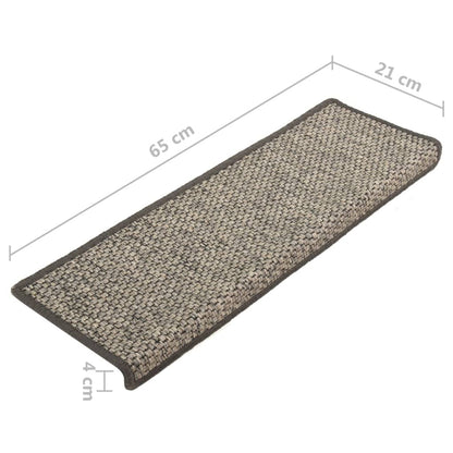 vidaXL Tapis d'escalier autocollants 15 pcs 65x21x4 cm Gris et beige