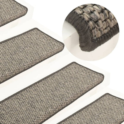 vidaXL Tapis d'escalier autocollants 15 pcs 65x21x4 cm Gris et beige