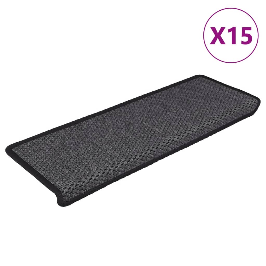 vidaXL Tapis d'escalier autocollants 15 pcs 65x21x4 cm Anthracite