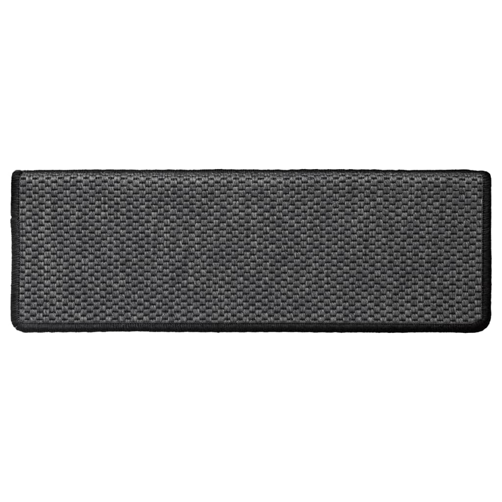 vidaXL Tapis d'escalier autocollants 15 pcs 65x21x4 cm Anthracite