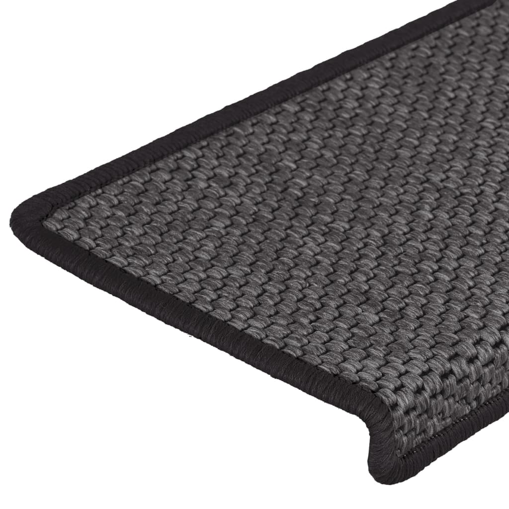 vidaXL Tapis d'escalier autocollants 15 pcs 65x21x4 cm Anthracite