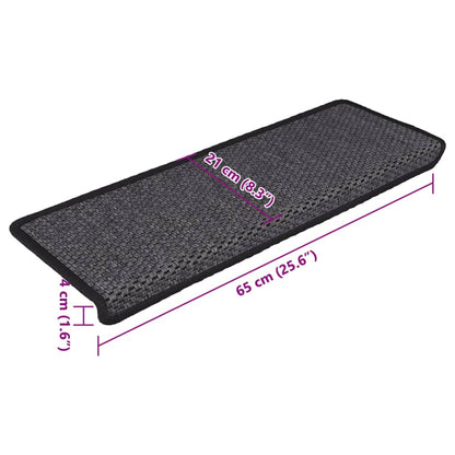 vidaXL Tapis d'escalier autocollants 15 pcs 65x21x4 cm Anthracite