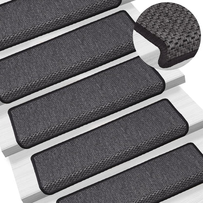 vidaXL Tapis d'escalier autocollants 15 pcs 65x21x4 cm Anthracite