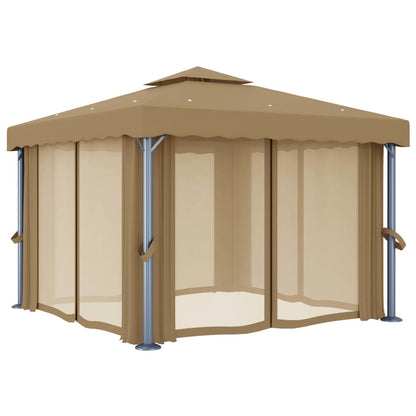 vidaXL Tonnelle avec rideau 3x3 m Taupe Aluminium