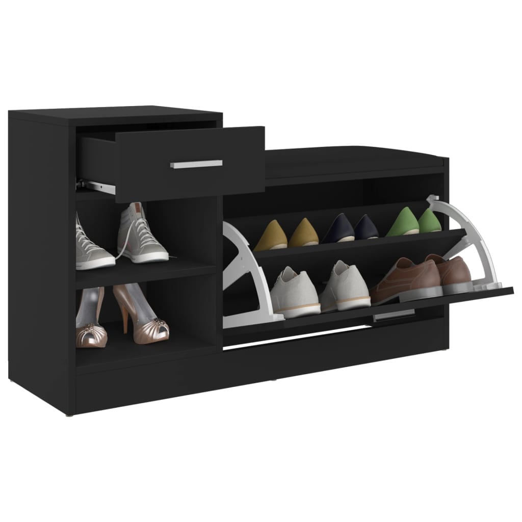 vidaXL Banc à chaussures Noir 94,5x31x57 cm Aggloméré