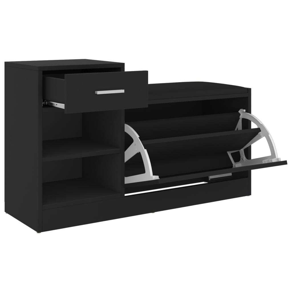 vidaXL Banc à chaussures Noir 94,5x31x57 cm Aggloméré