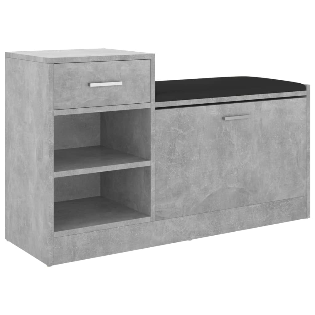 vidaXL Banc à chaussures Gris béton 94,5x31x57 cm Aggloméré