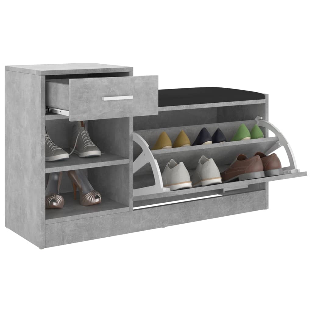 vidaXL Banc à chaussures Gris béton 94,5x31x57 cm Aggloméré