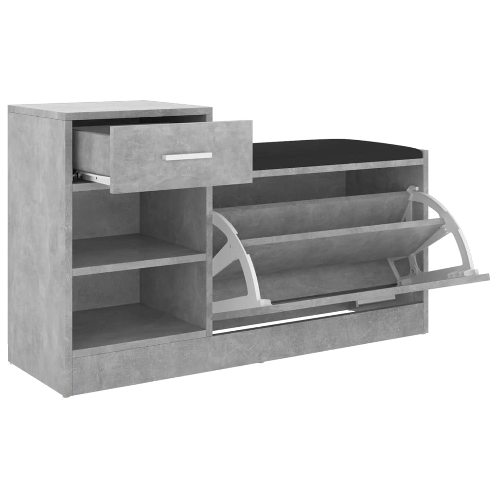 vidaXL Banc à chaussures Gris béton 94,5x31x57 cm Aggloméré